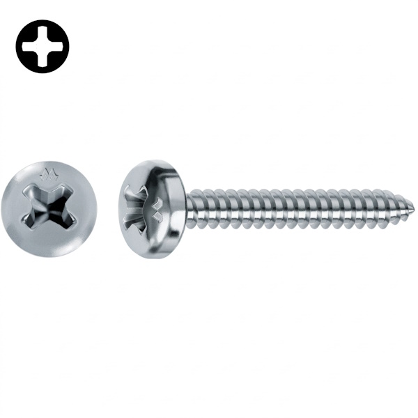 Mustad Vite Autofilettante Testa Cilindrica (TC) a Croce PH Zincata Bianca - MUSTAD